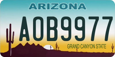 AZ license plate AOB9977