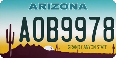 AZ license plate AOB9978