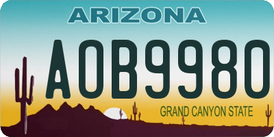 AZ license plate AOB9980