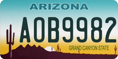 AZ license plate AOB9982