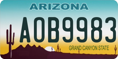 AZ license plate AOB9983