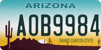 AZ license plate AOB9984