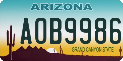 AZ license plate AOB9986