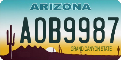 AZ license plate AOB9987
