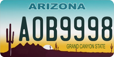 AZ license plate AOB9998