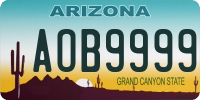 AZ license plate AOB9999