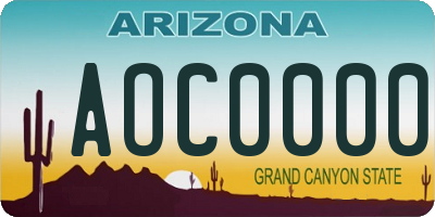 AZ license plate AOC0000