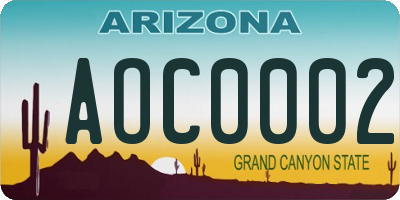 AZ license plate AOC0002