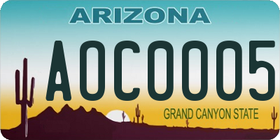 AZ license plate AOC0005