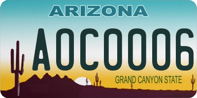 AZ license plate AOC0006