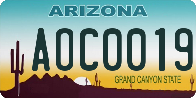 AZ license plate AOC0019