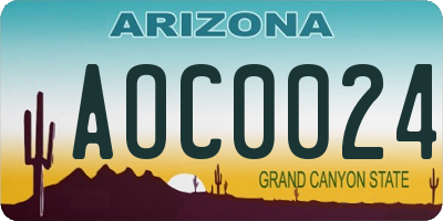 AZ license plate AOC0024