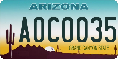 AZ license plate AOC0035