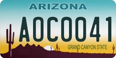 AZ license plate AOC0041