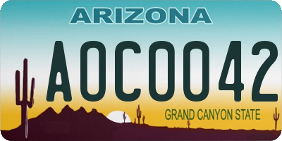AZ license plate AOC0042