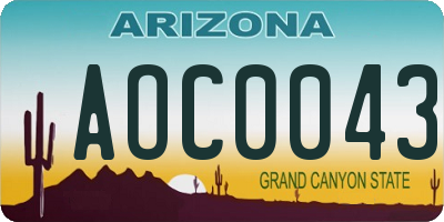 AZ license plate AOC0043