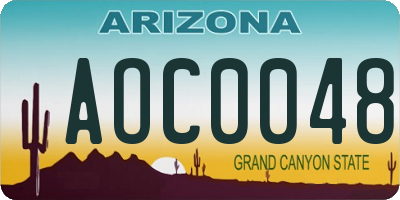 AZ license plate AOC0048