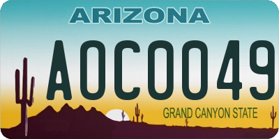 AZ license plate AOC0049