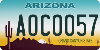 AZ license plate AOC0057