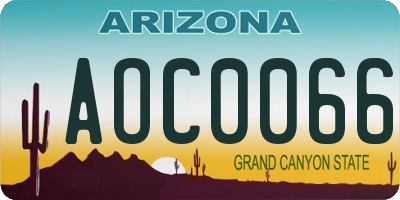 AZ license plate AOC0066