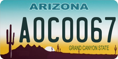 AZ license plate AOC0067