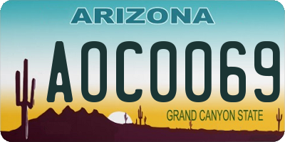 AZ license plate AOC0069