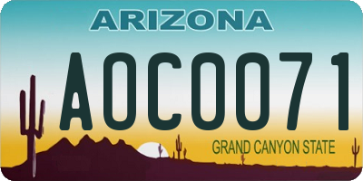 AZ license plate AOC0071