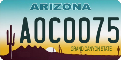 AZ license plate AOC0075