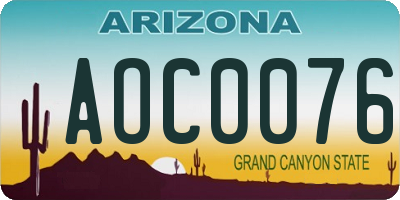 AZ license plate AOC0076
