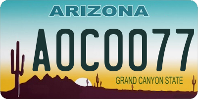 AZ license plate AOC0077