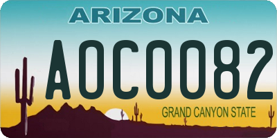 AZ license plate AOC0082