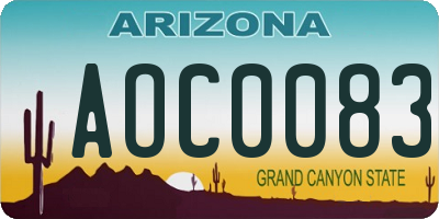 AZ license plate AOC0083
