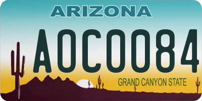 AZ license plate AOC0084