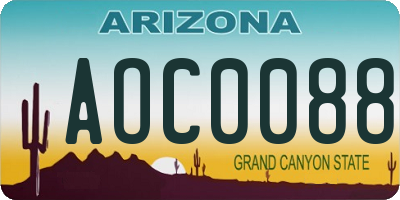 AZ license plate AOC0088