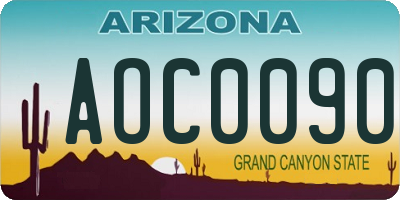 AZ license plate AOC0090