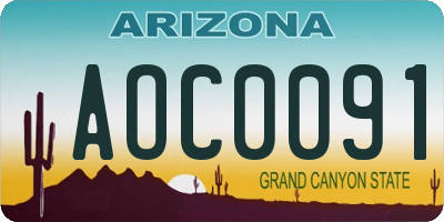 AZ license plate AOC0091