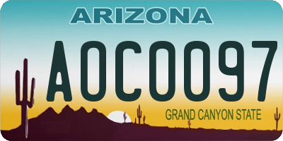 AZ license plate AOC0097