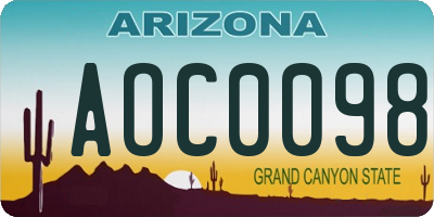 AZ license plate AOC0098