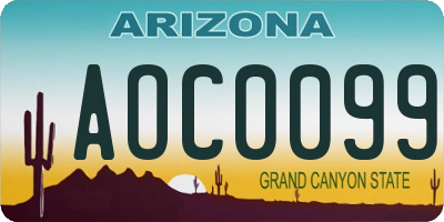 AZ license plate AOC0099