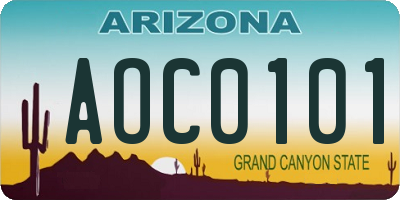 AZ license plate AOC0101