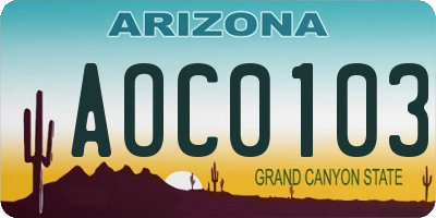AZ license plate AOC0103