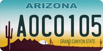 AZ license plate AOC0105