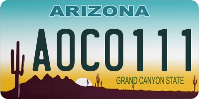 AZ license plate AOC0111
