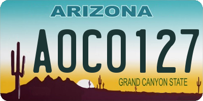 AZ license plate AOC0127