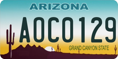 AZ license plate AOC0129