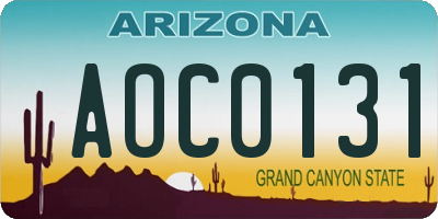 AZ license plate AOC0131