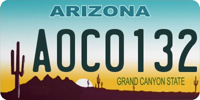 AZ license plate AOC0132
