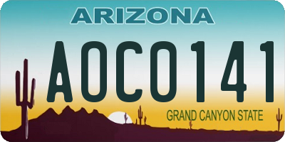 AZ license plate AOC0141