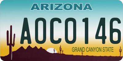 AZ license plate AOC0146