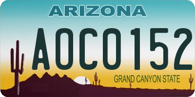 AZ license plate AOC0152
